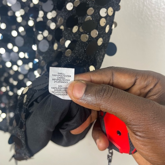 RAMY BROOK Tanya Metallic Sequin Mini Dress In Black Size 8 - Picture 8 of 9